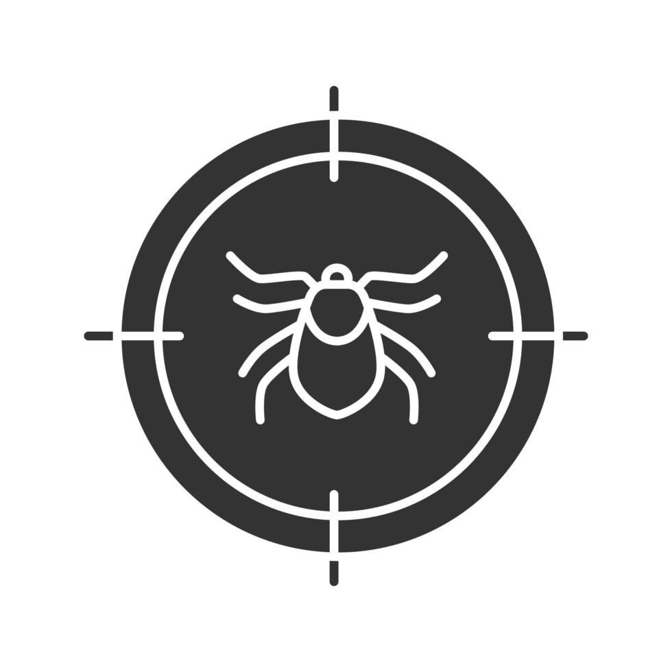 Mite target glyph icon. Parasitic insects repellent. Silhouette symbol. Negative space. Vector isolated illustration