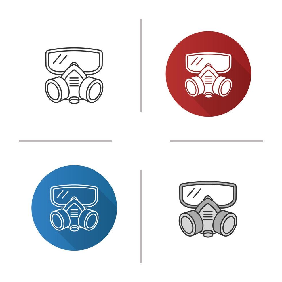 Respirator icon. Flat design, linear and color styles. Gas mask. Pest control equipment. Isolated vector illustrations