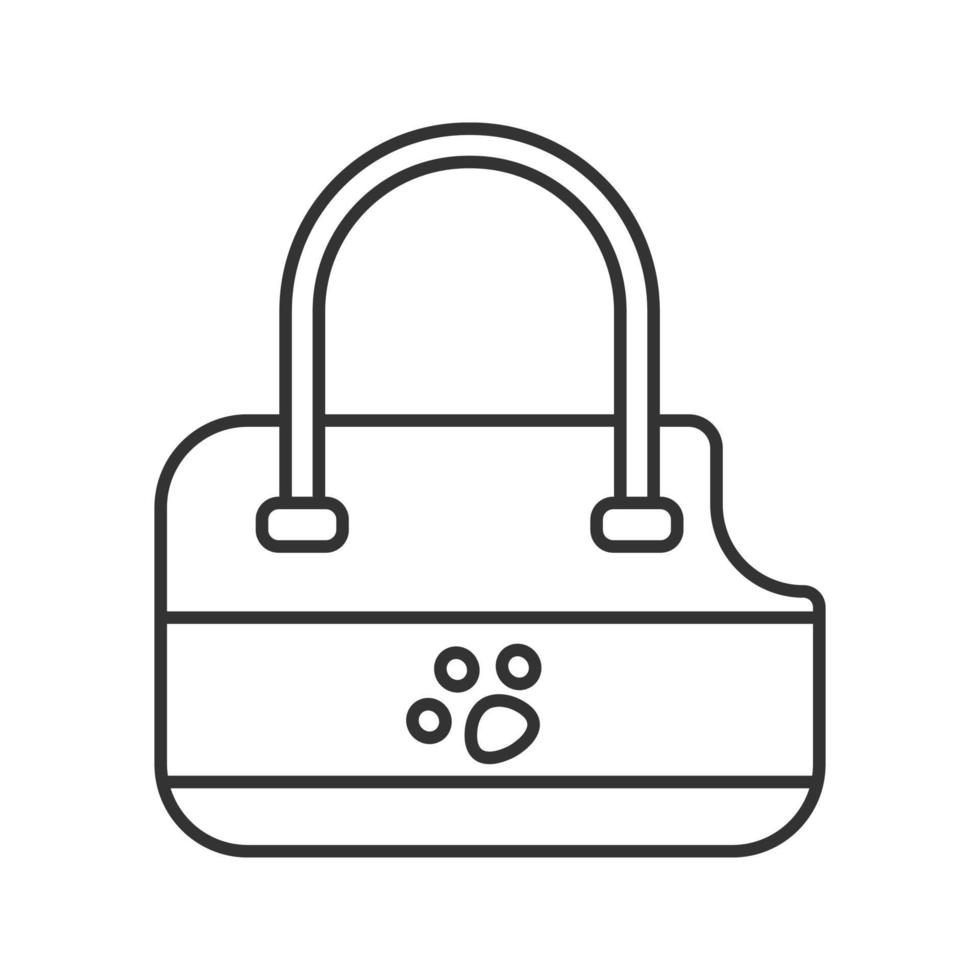 Pets bag carrier linear icon. Thin line illustration. Dog purse. Contour symbol. Vector isolated outline drawing
