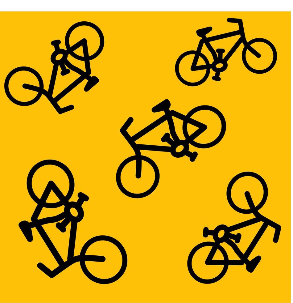 an illustration of several bicycle icons on an orange background. bicycle sales business vector