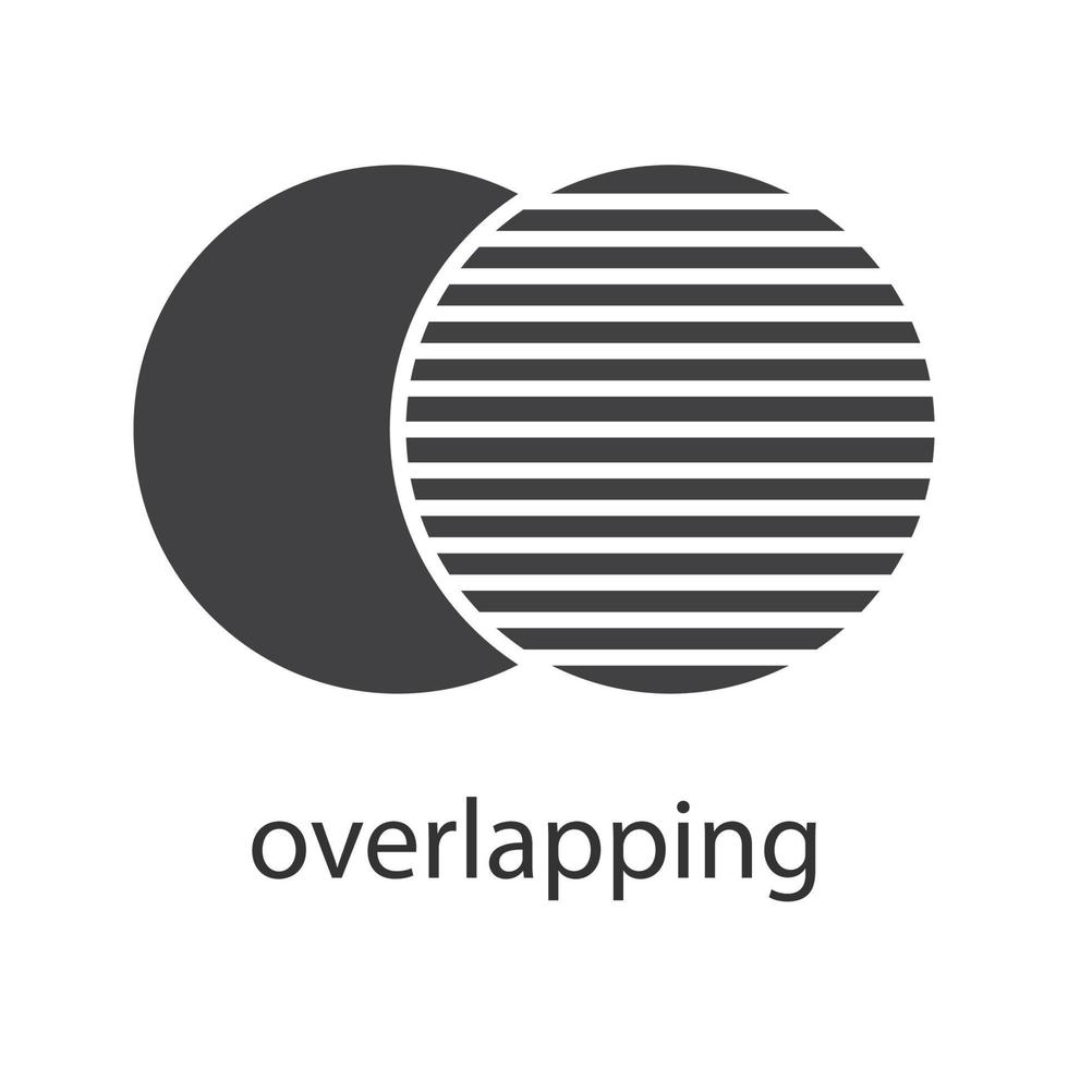 Overlapping glyph icon. Silhouette symbol. Convergence abstract metaphor. Negative space. Vector isolated illustration