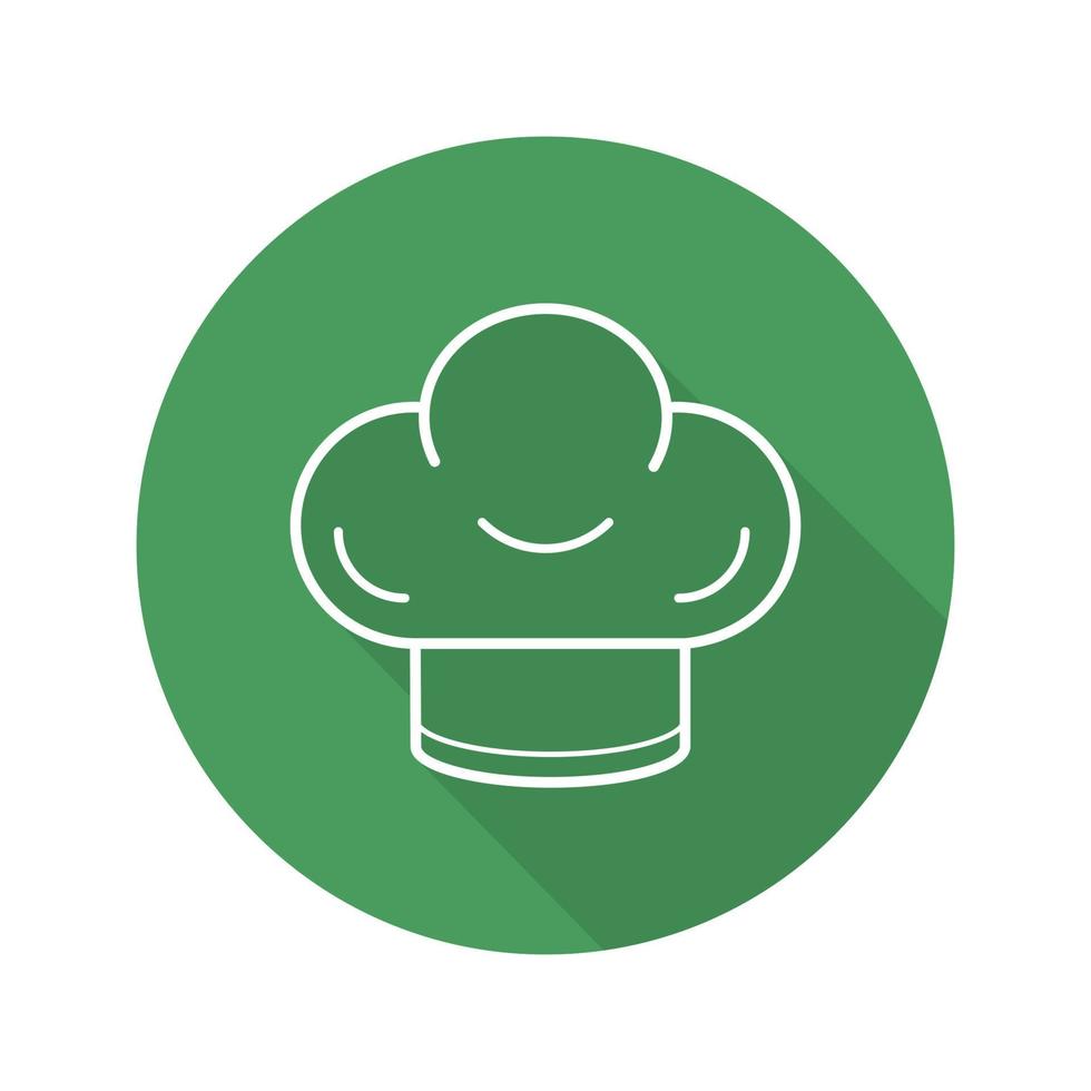 Chef's hat flat linear long shadow icon. Toque. Vector outline symbol