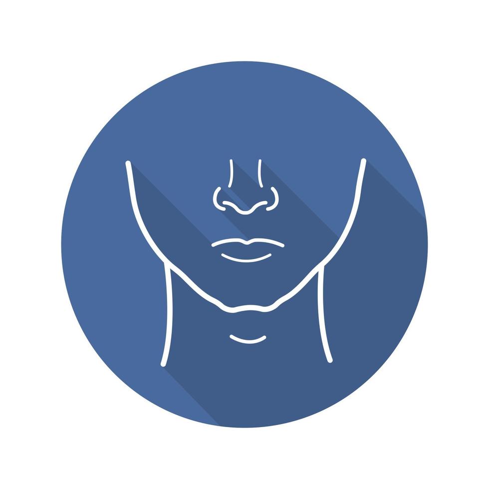 Man's shaved face flat linear long shadow icon. Vector outline symbol