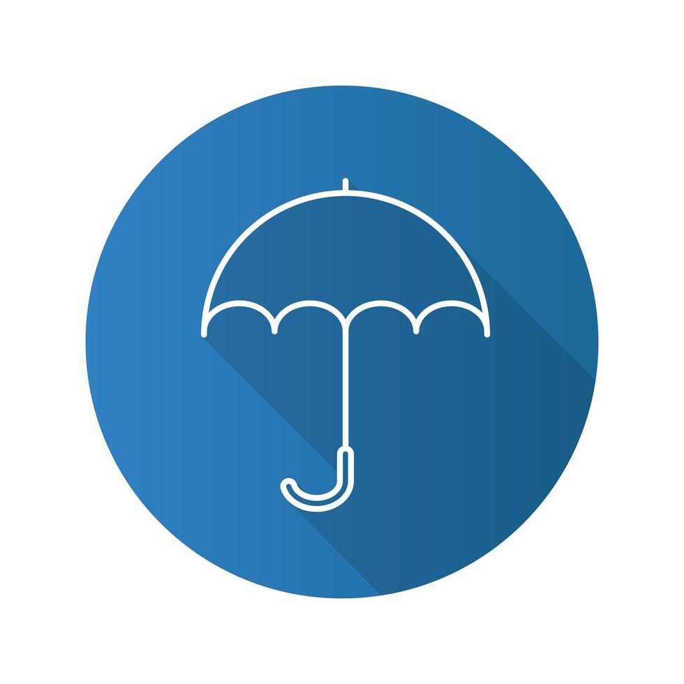 Umbrella flat linear long shadow icon. Vector outline symbol