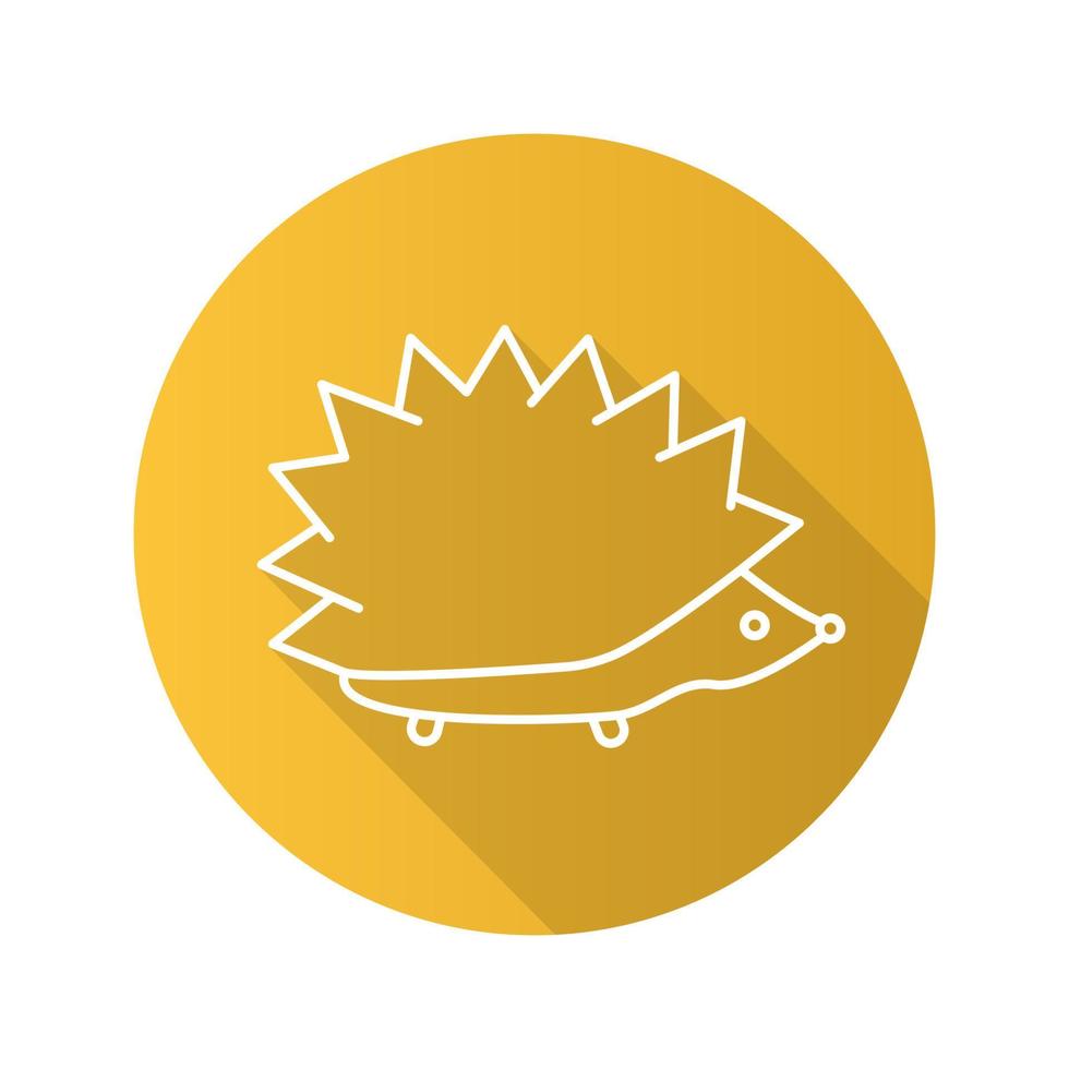 Hedgehog flat linear long shadow icon. Urchin. Vector outline symbol