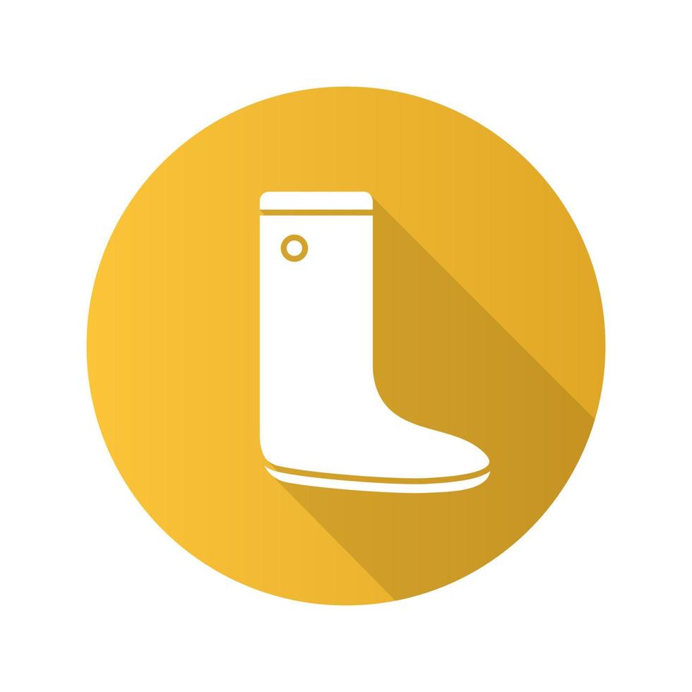 Watertight flat design long shadow glyph icon. Gumboot. Vector silhouette illustration