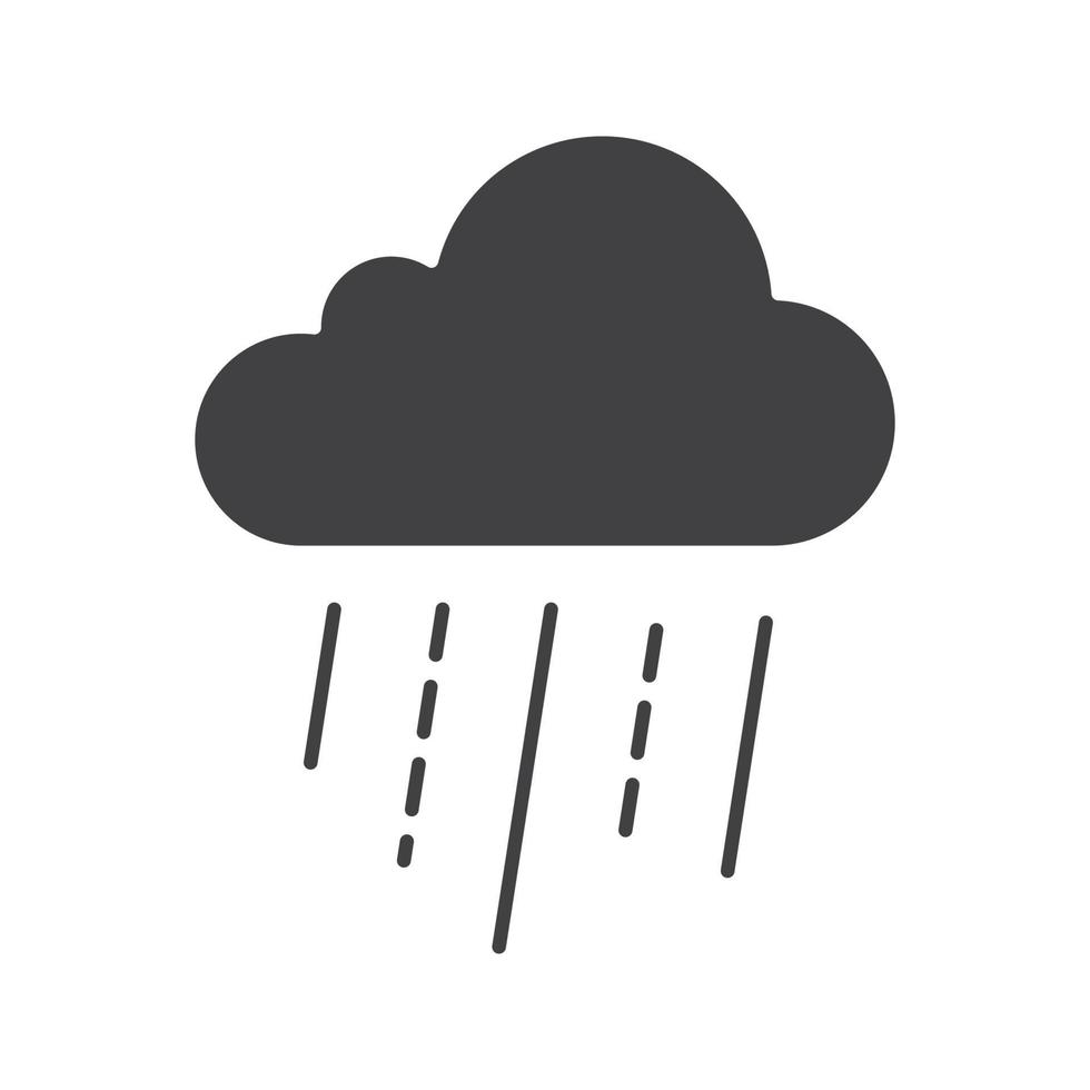 Rainy cloud glyph icon. Silhouette symbol. Negative space. Vector isolated illustration