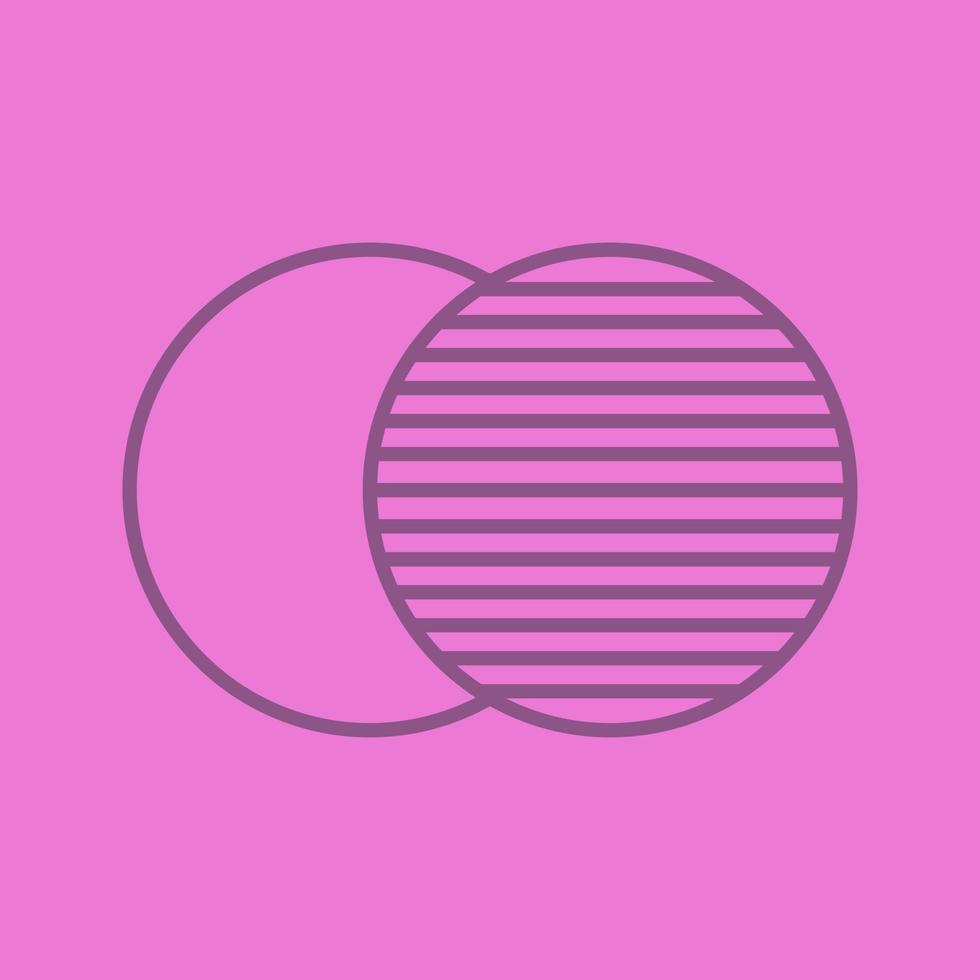 Overlapping symbol color linear icon. Convergence abstract metaphor. Thin line outline symbols on color background. Vector illustration