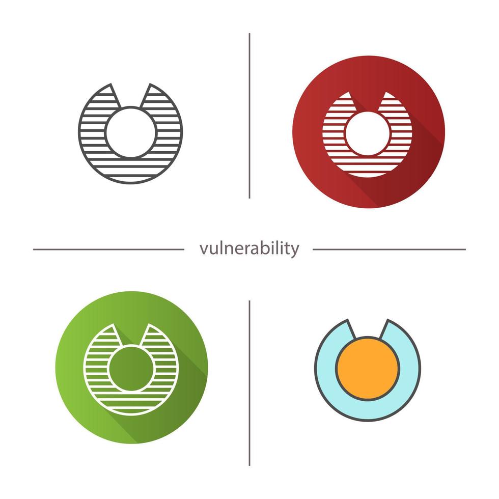 icono de vulnerabilidad. diseño plano, estilos lineales y de color. ilustraciones vectoriales aisladas vector