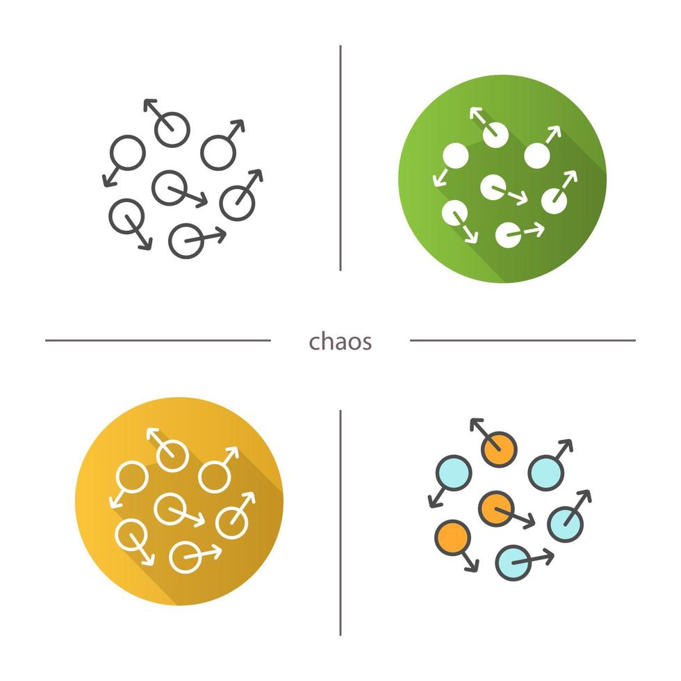 Chaos symbol icon. Flat design, linear and color styles. Chaotic movement. Isolated vector illustrations