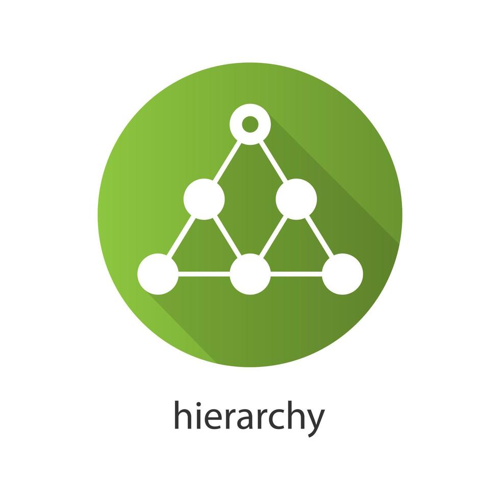 icono de la larga sombra de diseño plano de jerarquía. concepto de estructura y formación de equipos. símbolo de silueta vectorial vector