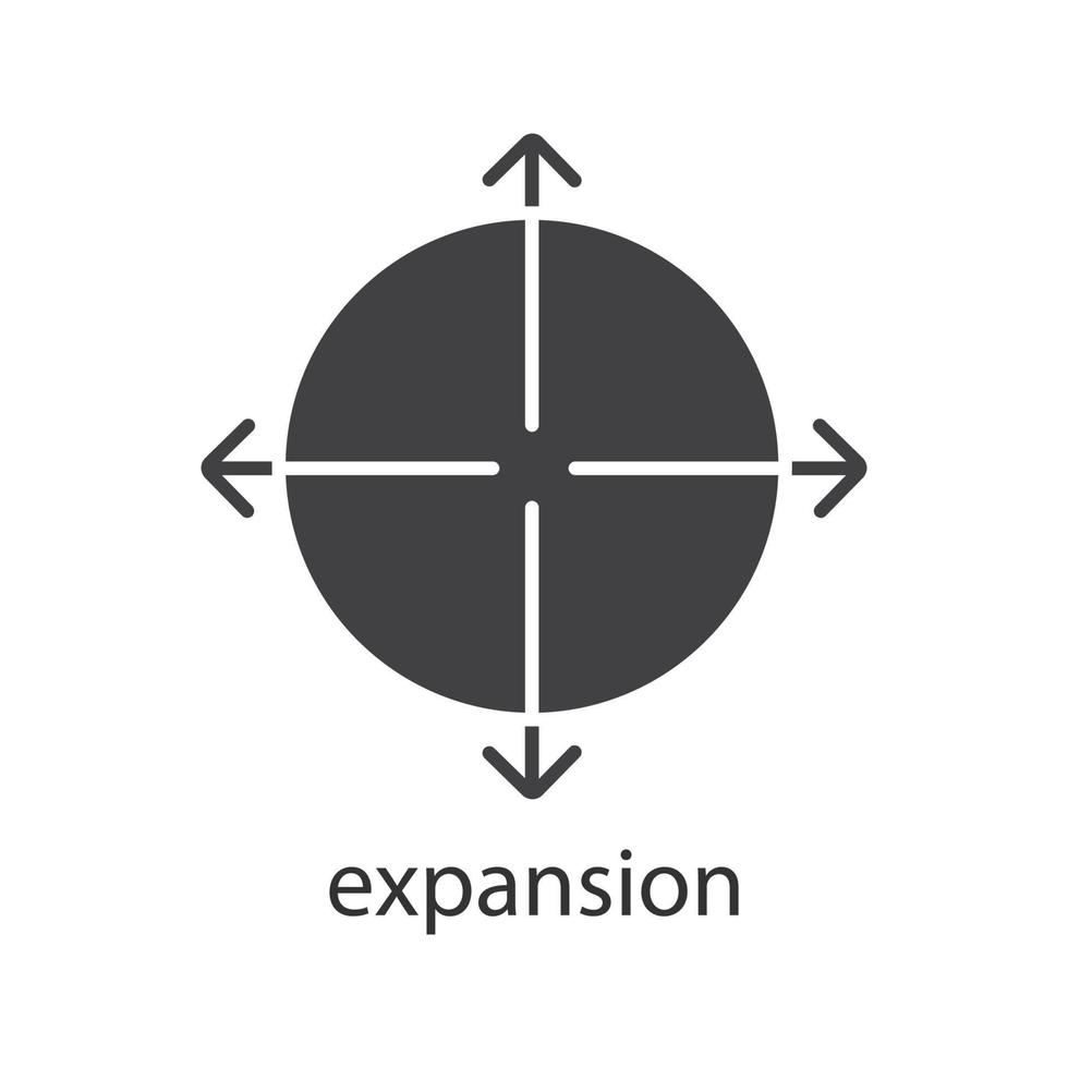 icono de glifo de expansión. símbolo de silueta. ampliar la metáfora abstracta. espacio negativo. vector ilustración aislada