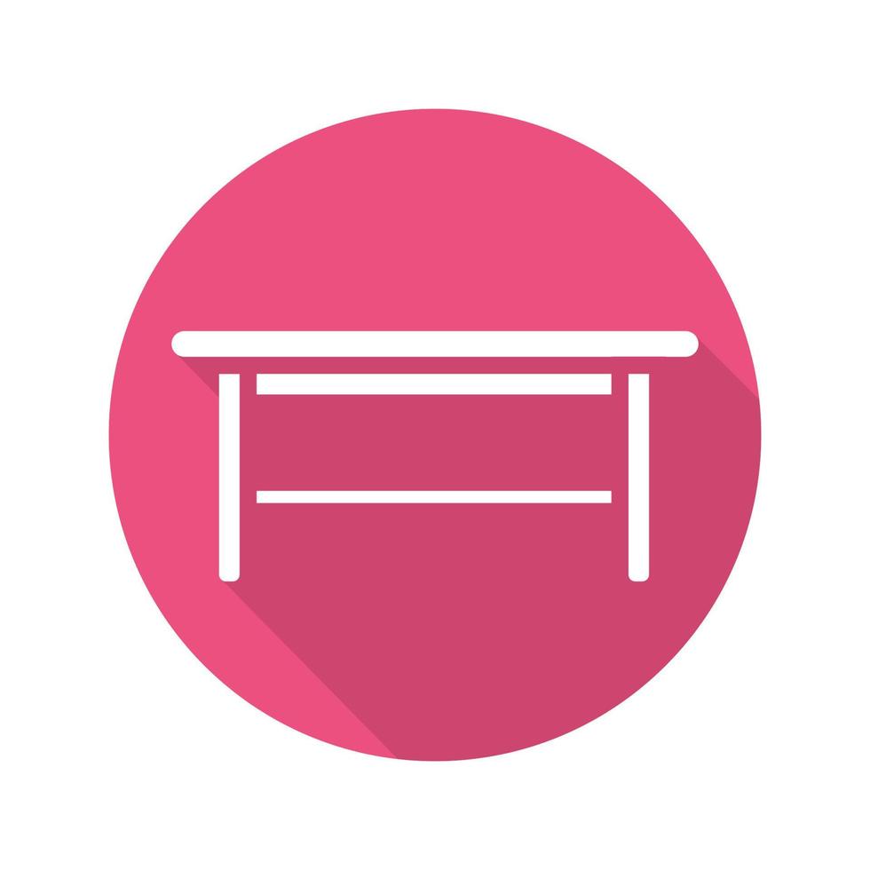 Wooden table flat design long shadow glyph icon. Vector silhouette illustration