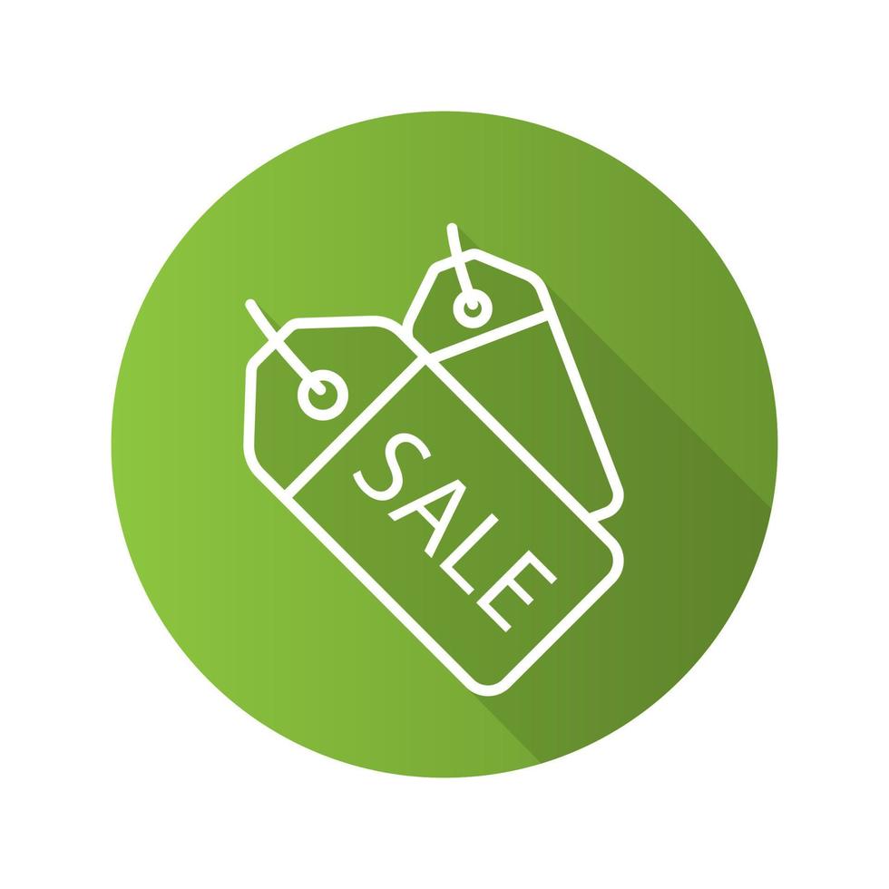 Price tags flat linear long shadow icon. Store sale. Vector outline symbol