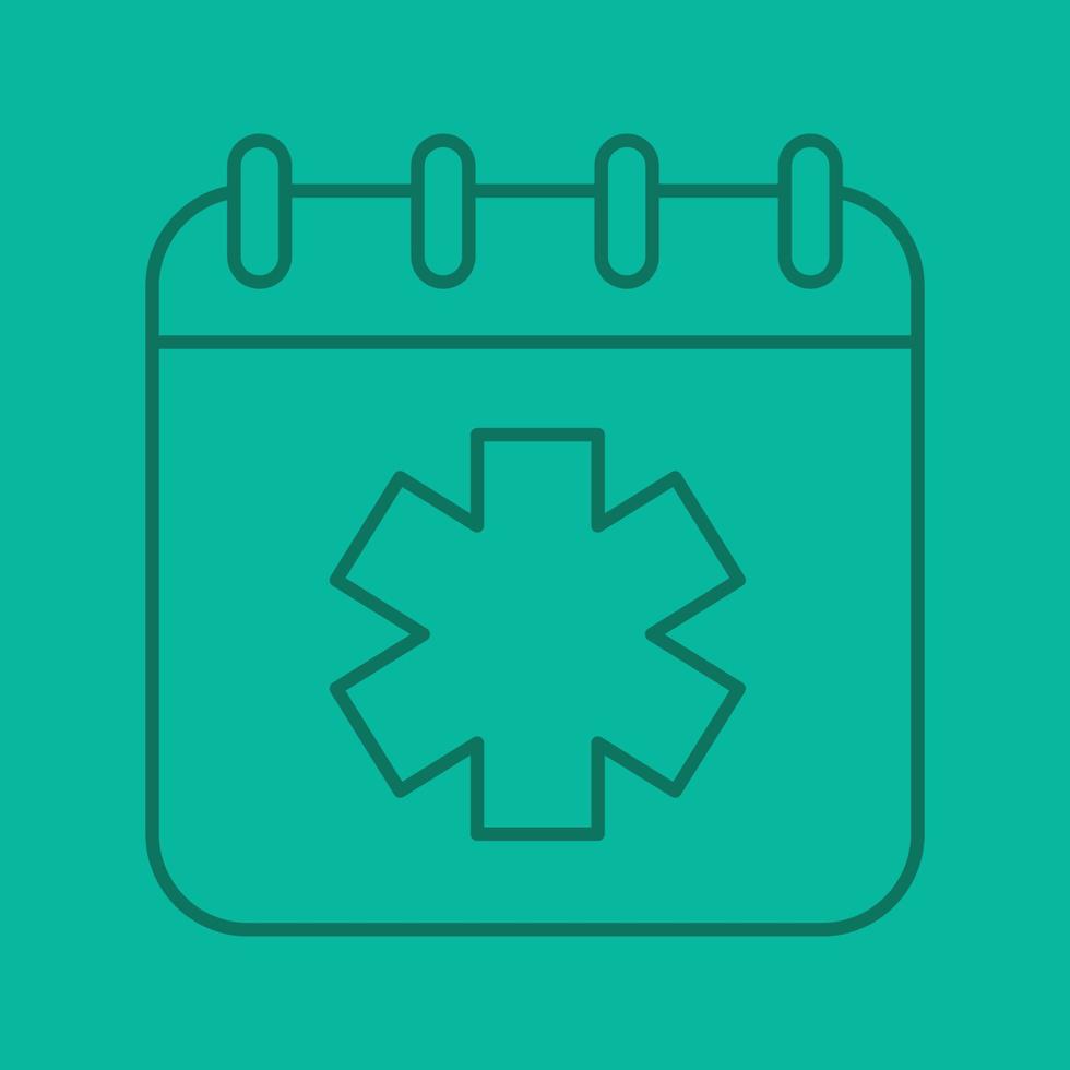 World Ambulance Day color linear icon. Calendar page with star of life. Thin line outline symbols on color background. Vector illustration