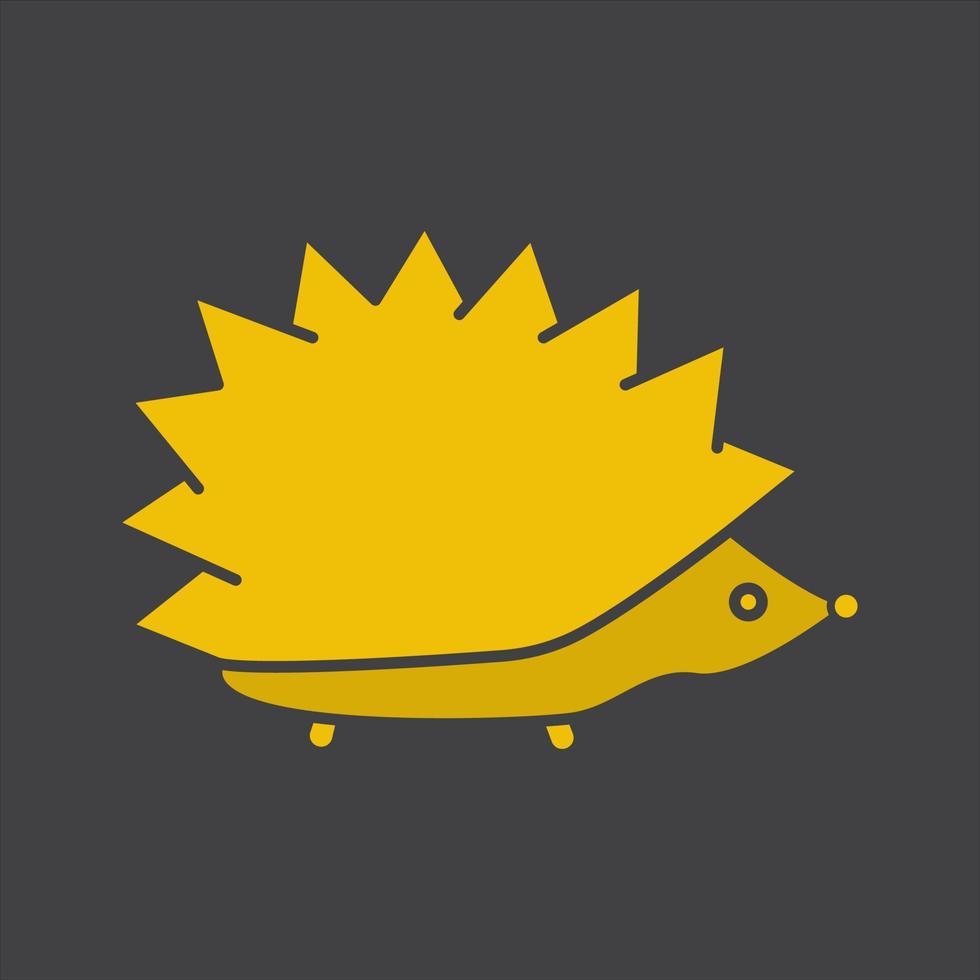 Hedgehog glyph color icon. Urchin. Silhouette symbol on black background. Negative space. Vector illustration