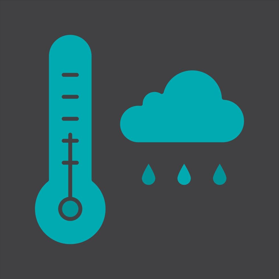 icono de color de glifo de clima otoñal. termómetro y nube lluviosa. símbolo de silueta sobre fondo negro. espacio negativo. ilustración vectorial vector