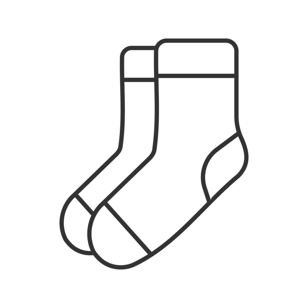 Warm socks linear icon. Sox. Wardrobe element contour symbol. Socks pair thin line illustration. Vector isolated outline drawing