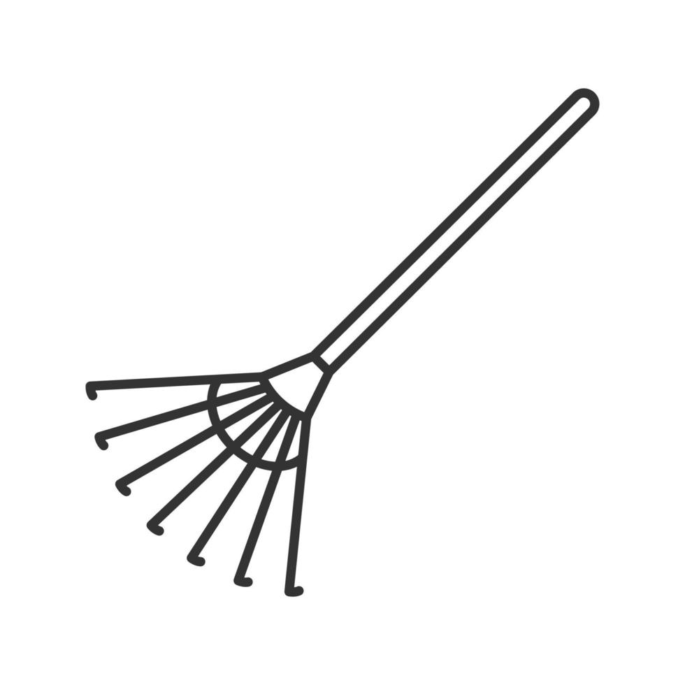 Rake linear icon. Garden tools. Autumn work contour symbol. Lawn tool thin line illustration. Vector isolated outline drawing