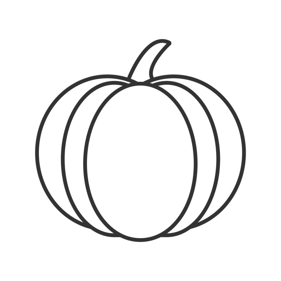 Pumpkin linear icon. Autumn holidays contour symbol. Halloween party decoration thin line illustration. Vector isolated outline drawing