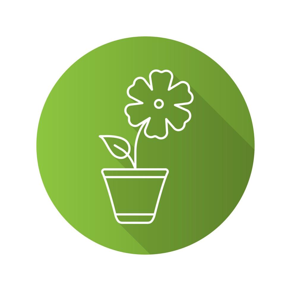 Hibiscus flat linear long shadow icon. Vector outline symbol