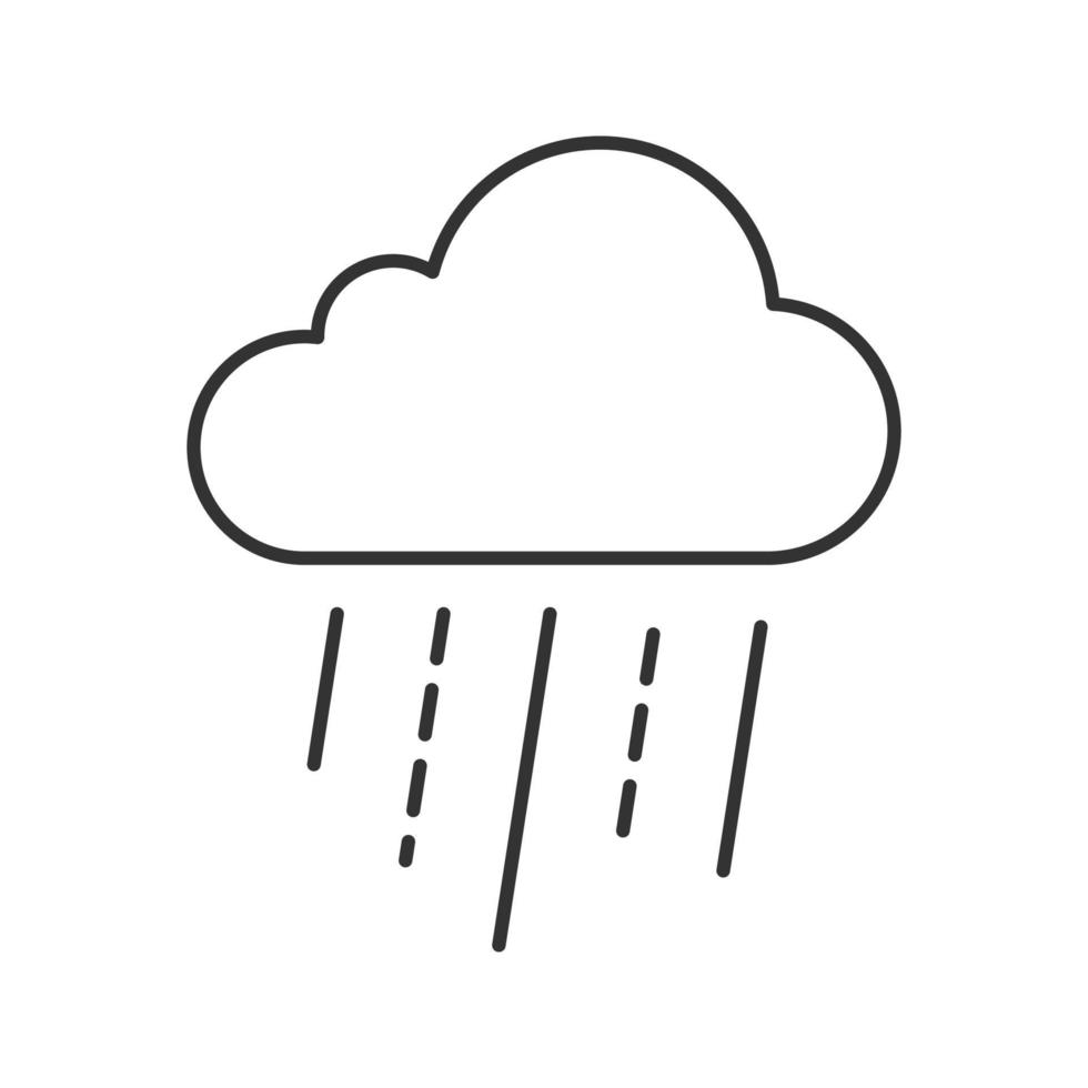 Rainy cloud linear icon. Autumn weather. Cold rainy weather. Bad mood contour symbol. Weather condition thin line illustration. Vector isolated outline drawing