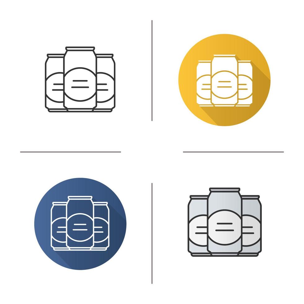 Beer cans icon. Flat design, linear and color styles. Isolated vector illustrations