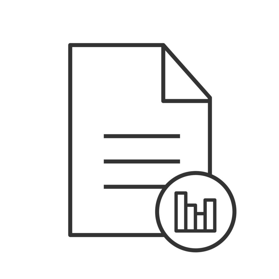 File statistics linear icon. Thin line illustration. Document with diagram contour symbol. Vector isolated outline drawing