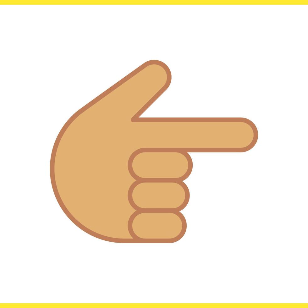 Point right hand gesture color icon. Index finger. Isolated vector illustration