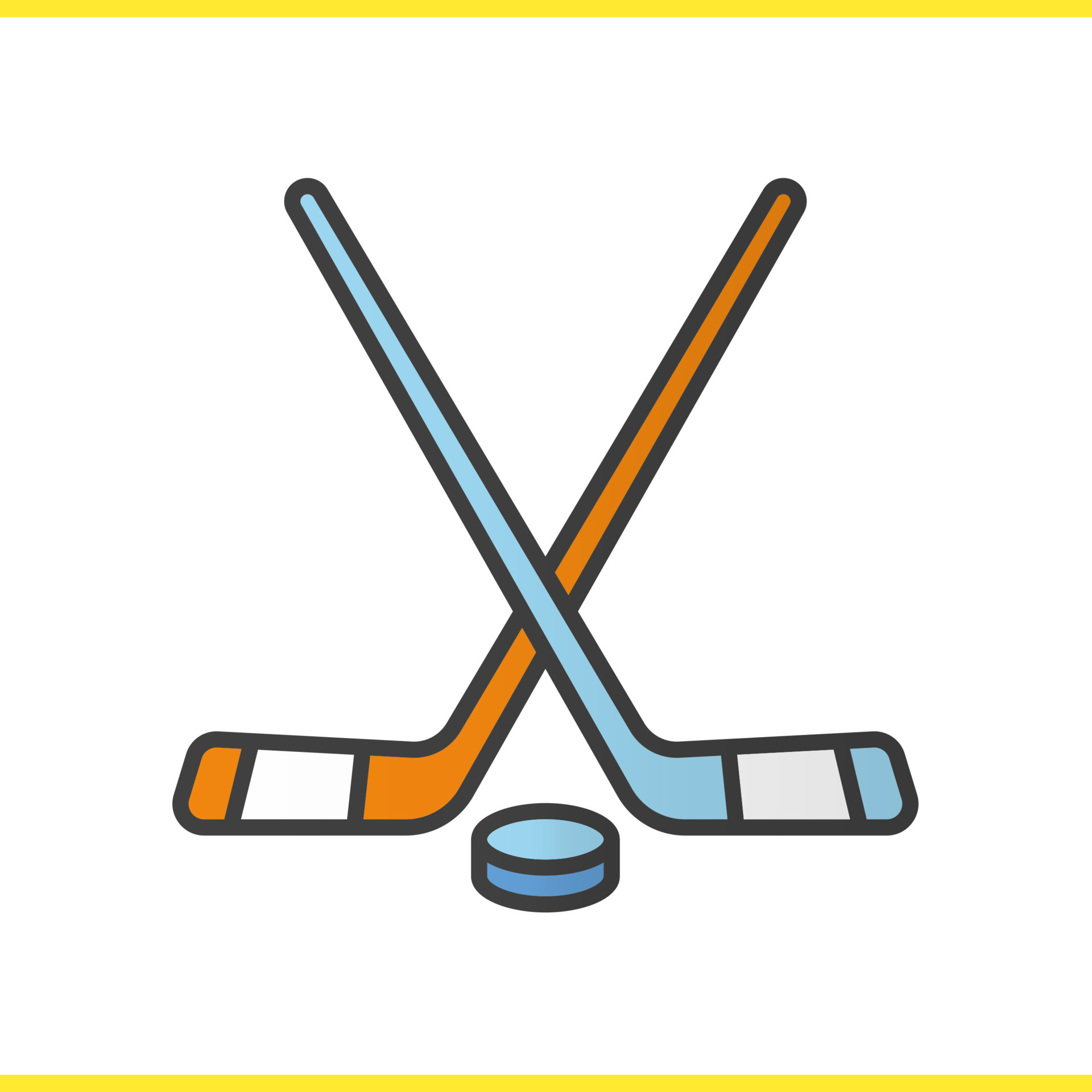 Crossed hockey sticks and puck - vector illustration. Hockey