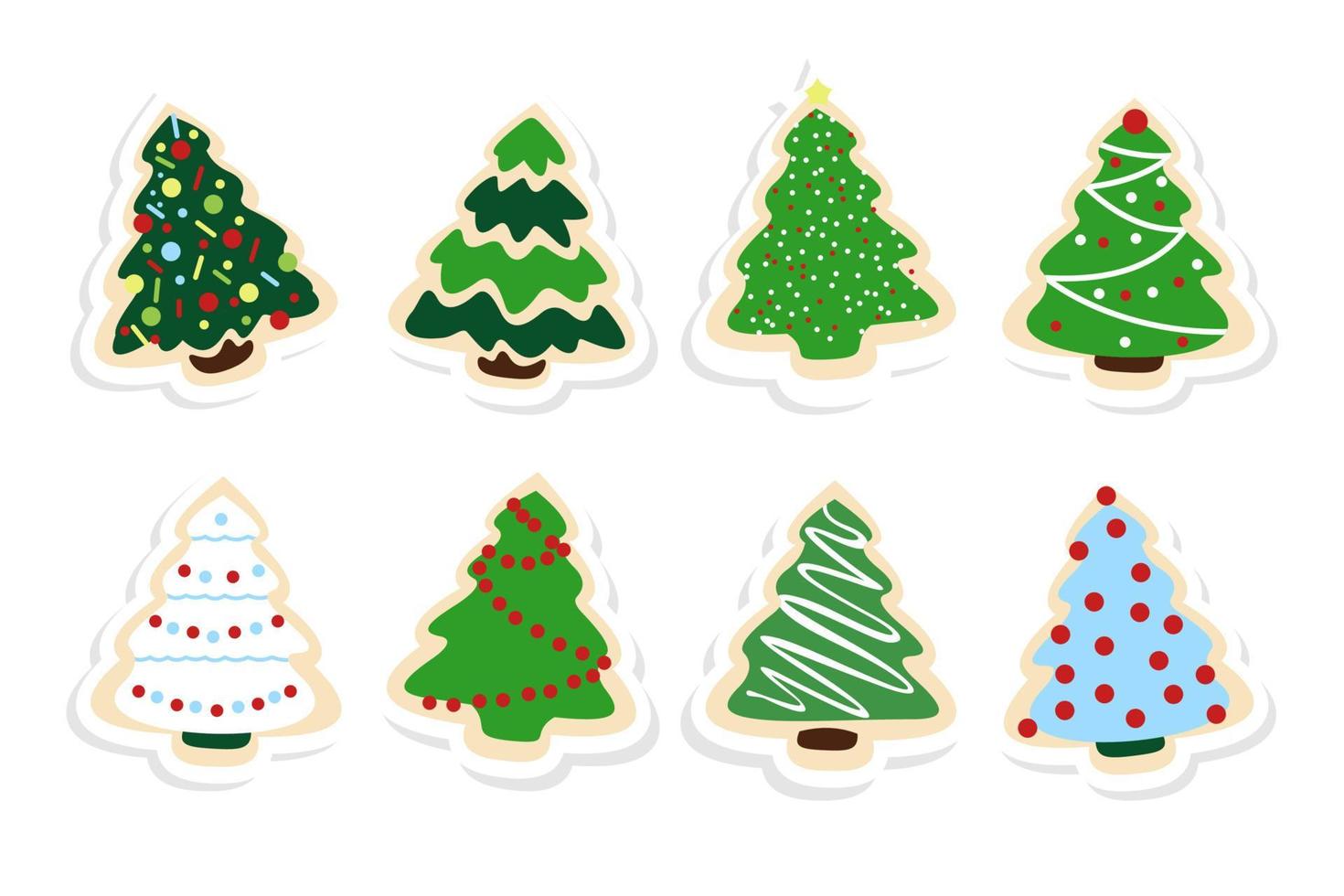 conjunto de iconos de etiqueta de vector de árbol de navidad