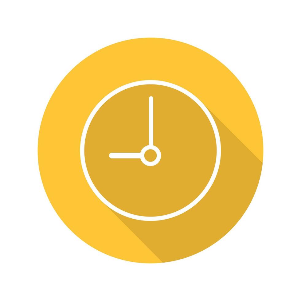 icono de reloj plano lineal larga sombra. tiempo. símbolo de línea vectorial vector