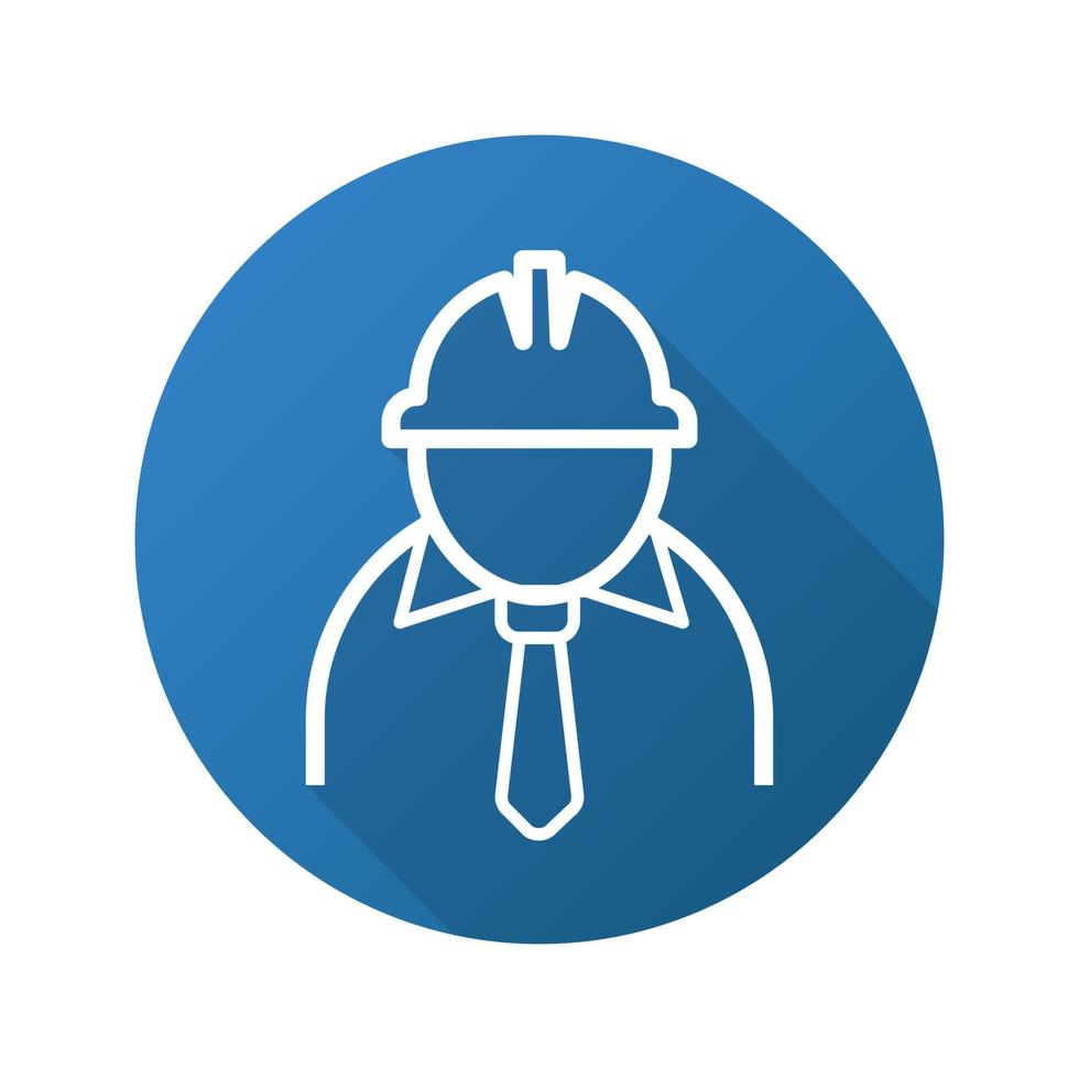 Mine worker flat linear long shadow icon. Industrial factory worker. Vector outline symbol