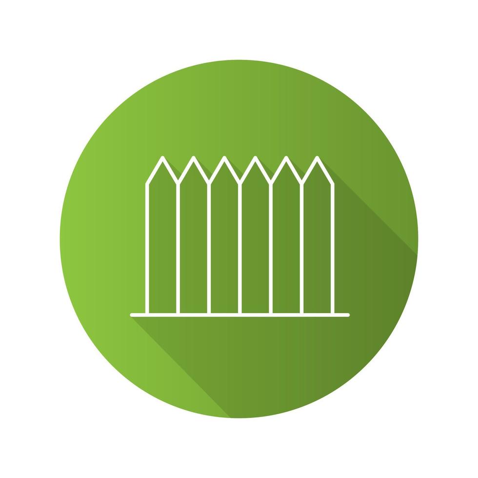 Fence flat linear long shadow icon. Picket. Palisade. Vector outline symbol