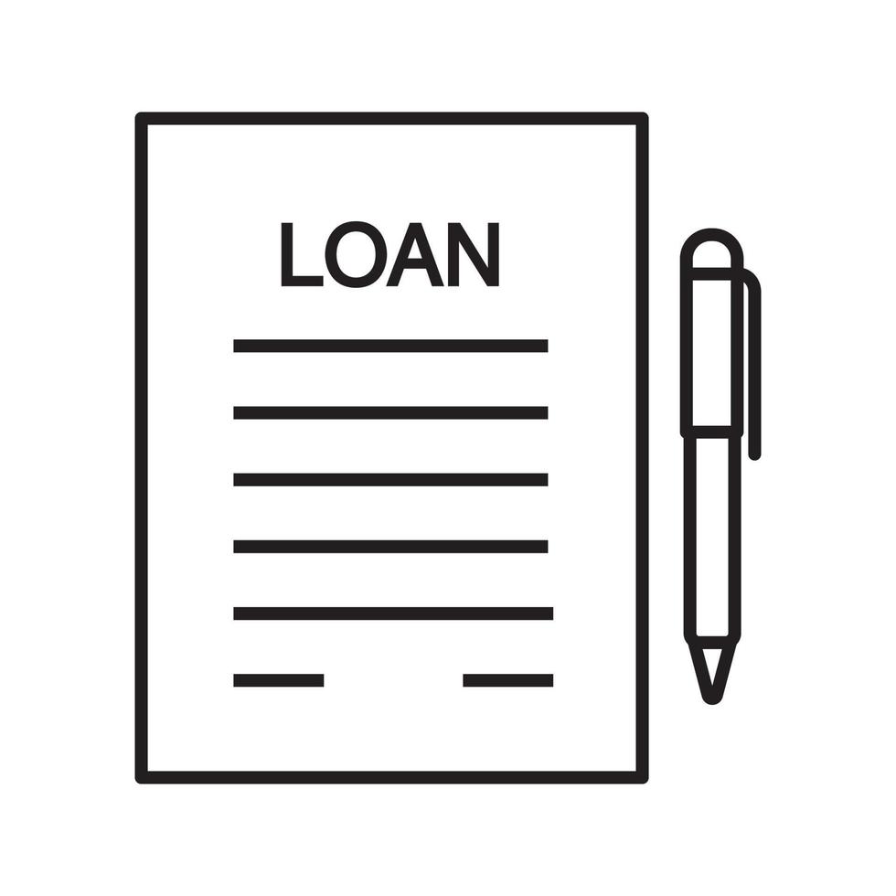 Loan agreement, contract linear icon. Mortgage document thin line illustration. Loan paper with pen contour symbol. Commercial real estate deal. Vector isolated outline drawing