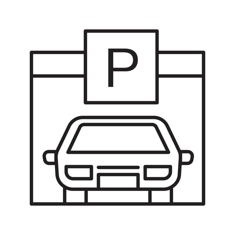 icono lineal de lugar de estacionamiento. Ilustración de línea fina de garaje. símbolo de contorno de cobertizo automático. dibujo de contorno aislado vectorial vector