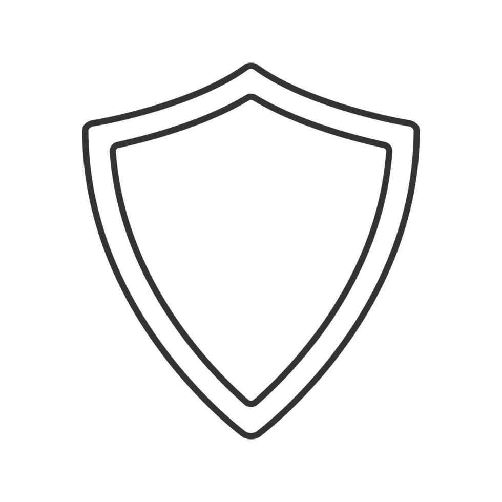 Protection shield linear icon. Thin line illustration. Security contour symbol. Vector isolated outline drawing