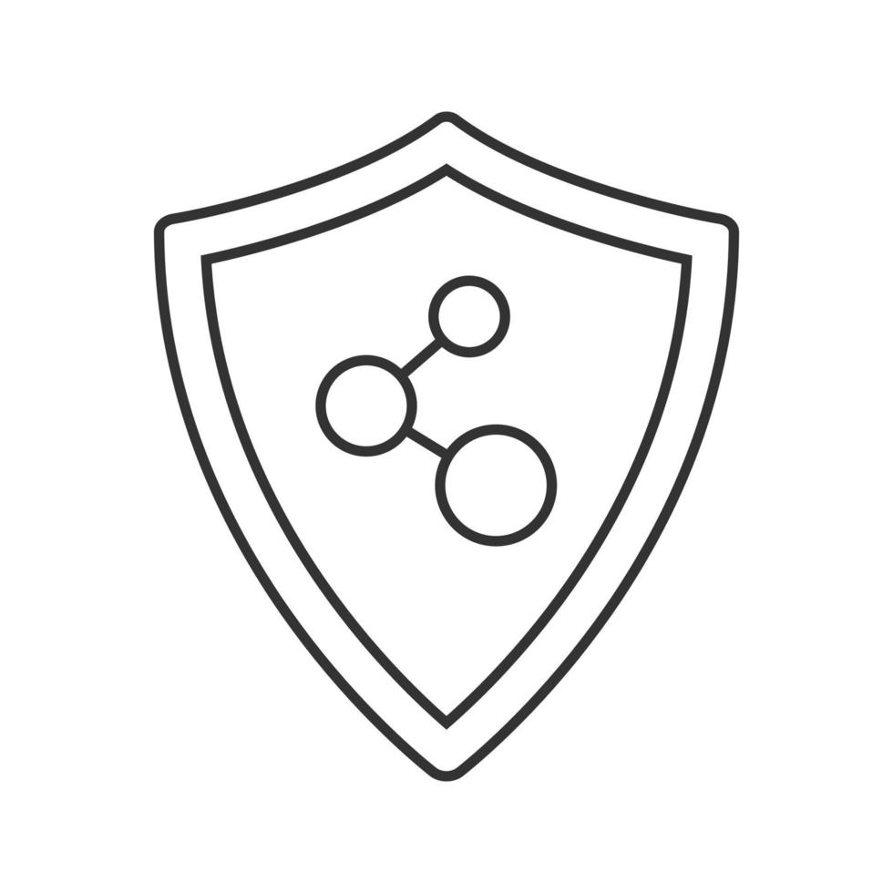 Network connection security linear icon. Thin line illustration. Protection shield contour symbol. Vector isolated outline drawing