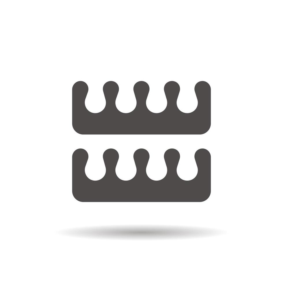 Pedicure toe separators glyph icon. Drop shadow silhouette symbol. Negative space. Vector isolated illustration