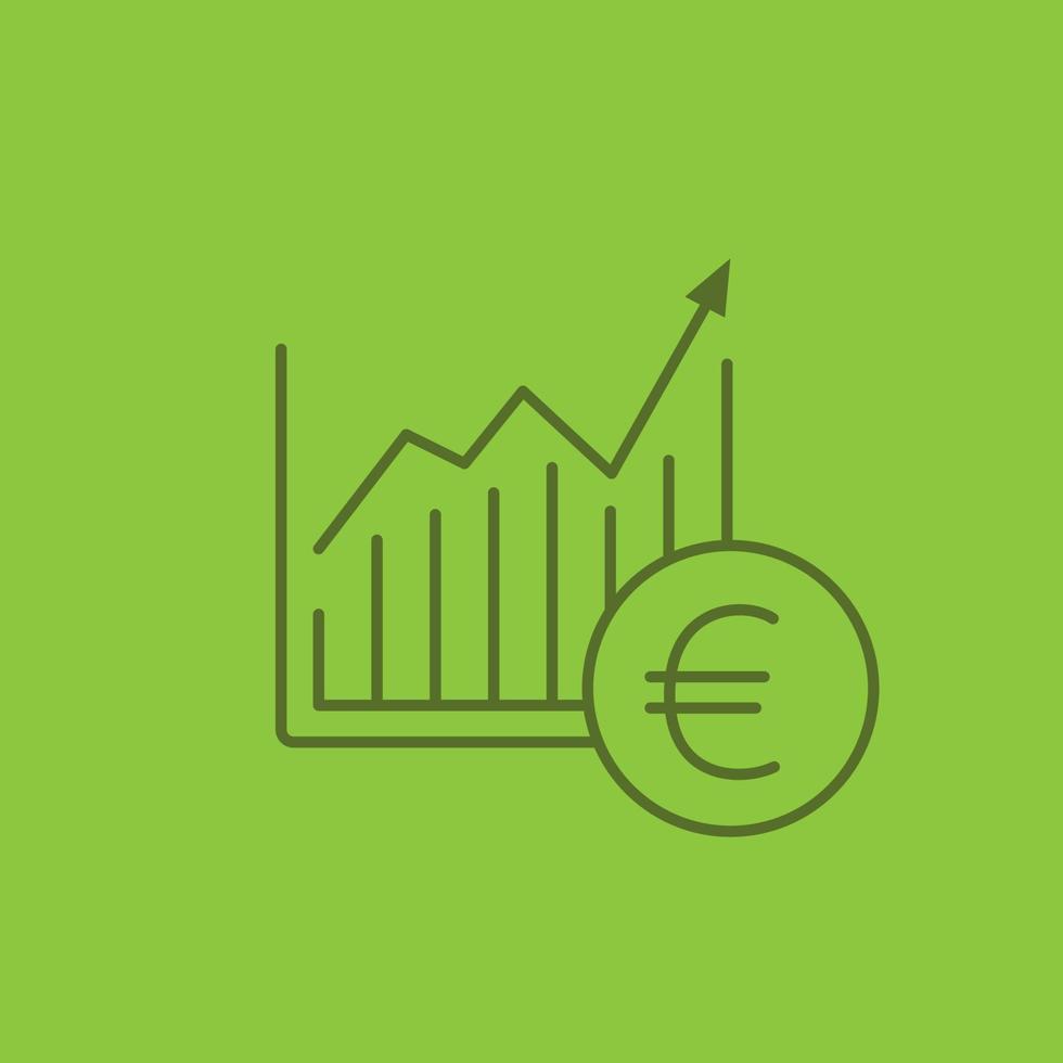 Market growth chart color linear icon. Statistics diagram with euro sign. Thin line outline symbols on color background. Vector illustration