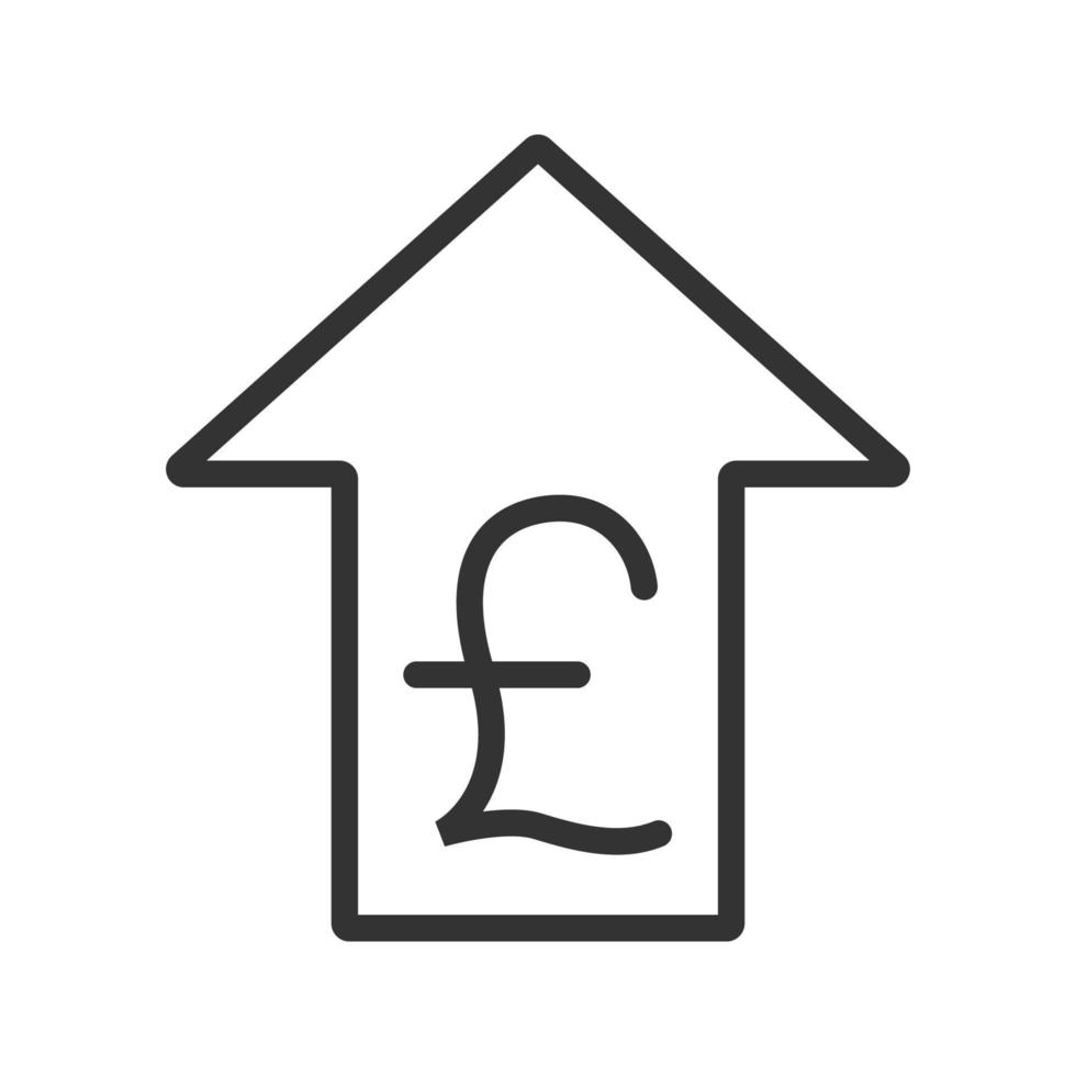 Pound rate rising linear icon. Thin line illustration. Great Britain pound with up arrow contour symbol. Vector isolated outline drawing