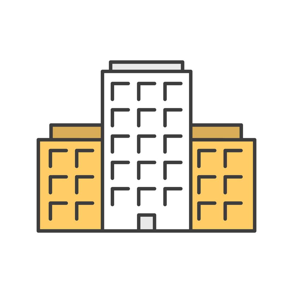 Multi-storey building color icon. Apartment house. Tower block. Isolated vector illustration
