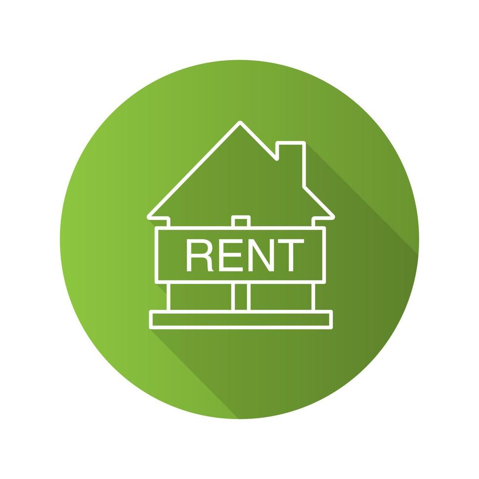 House for rent flat linear long shadow icon. Rental property. Vector outline symbol