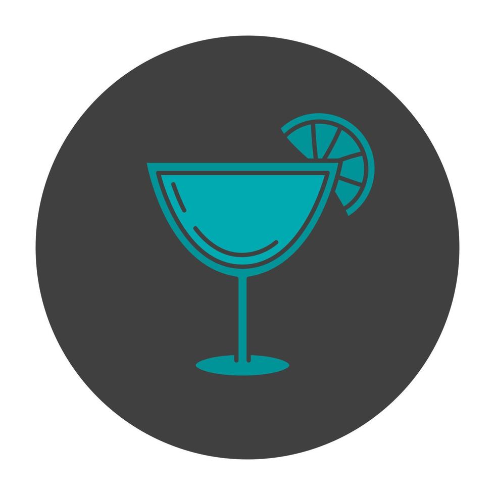 Margarita cocktail glyph color icon. Martini drink. Silhouette symbol on black background. Negative space. Vector illustration