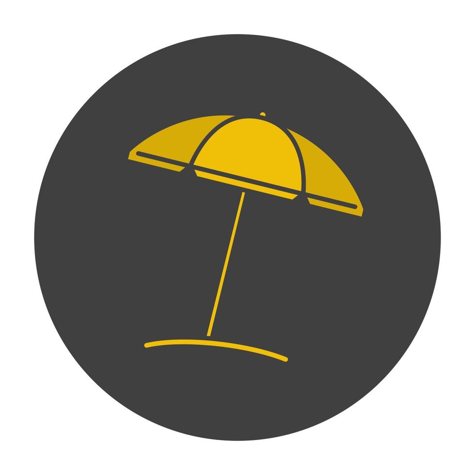Beach umbrella glyph color icon. Silhouette symbol on black background. Negative space. Vector illustration