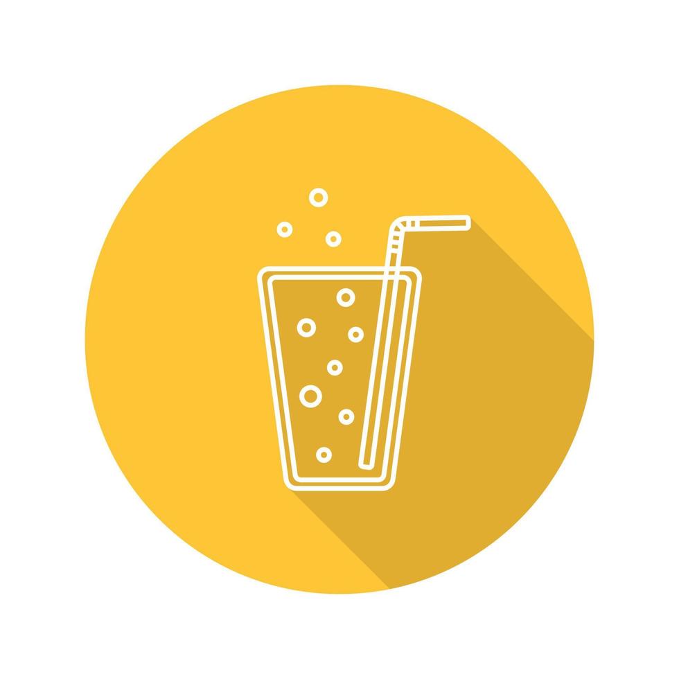 limonada plana lineal larga sombra icono. vaso de soda con pajita. símbolo de contorno vectorial vector