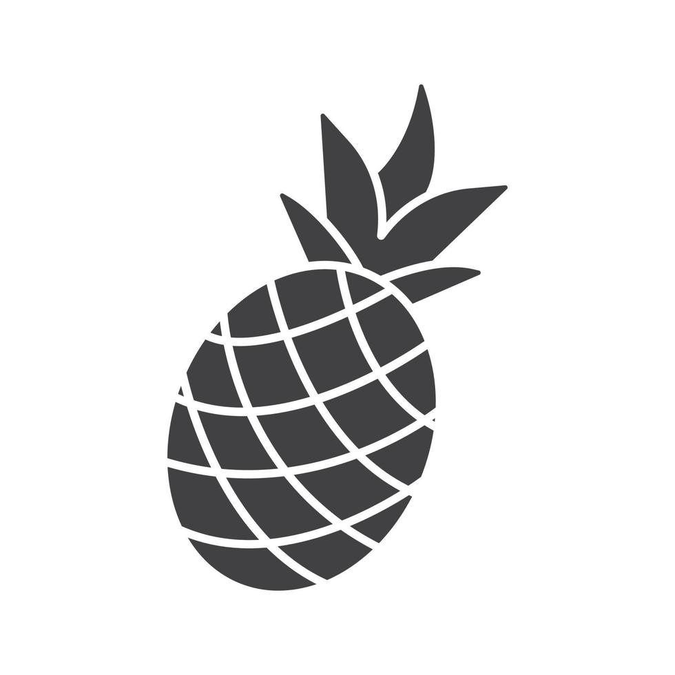 Pineapple glyph icon. Silhouette symbol. Ananas. Negative space. Vector isolated illustration