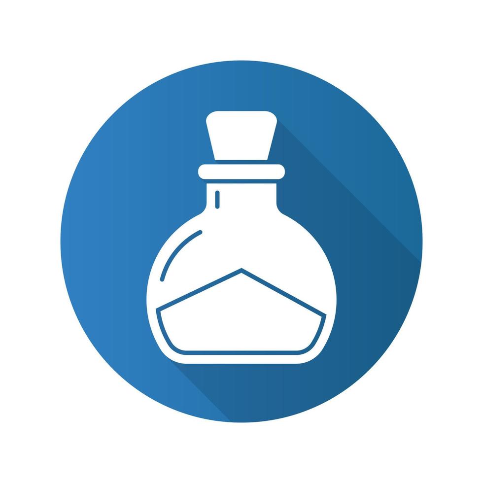 Sea salt flat design long shadow glyph icon. Magic potion bottle. Vector silhouette illustration