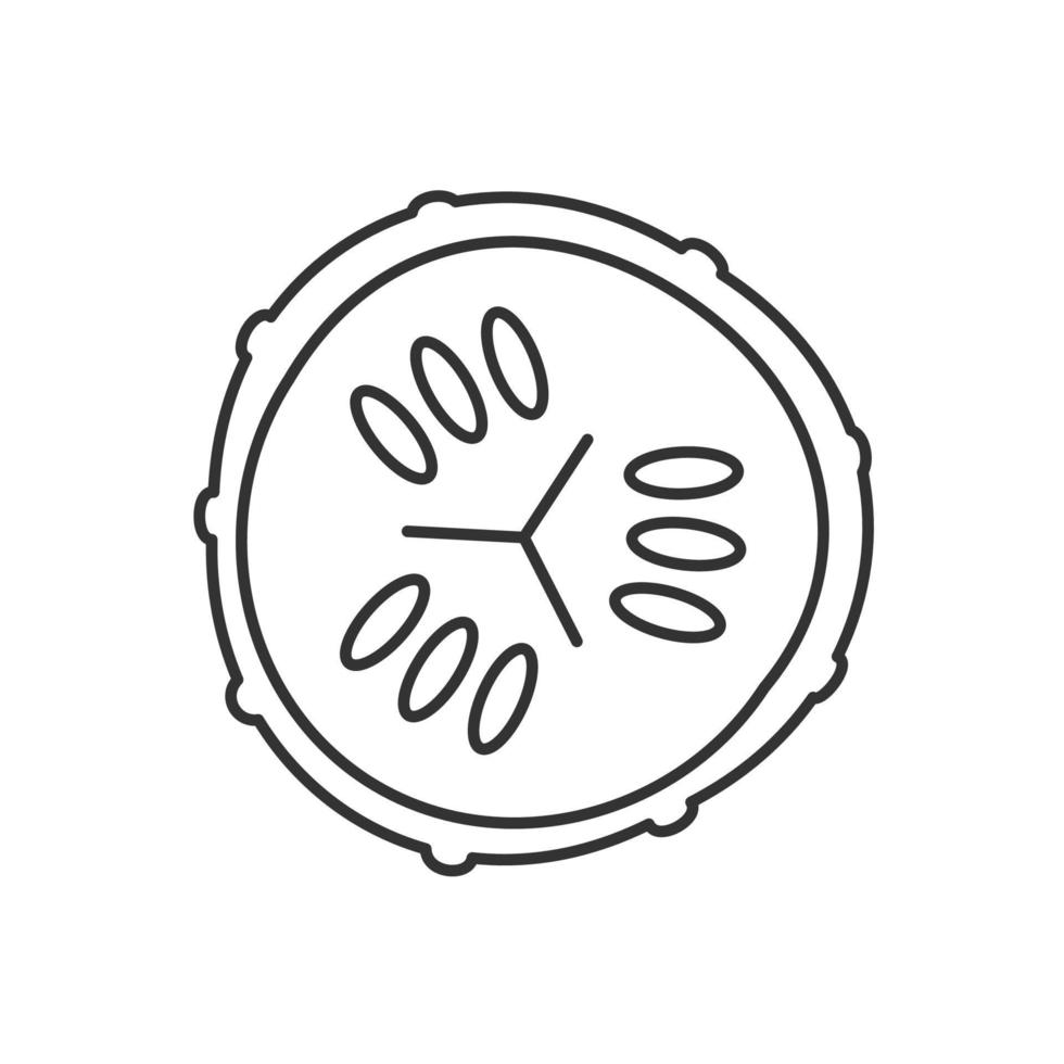 Cucumber slice linear icon. Spa. Thin line illustration. Cucumber facial mask contour symbol. Vector isolated outline drawing