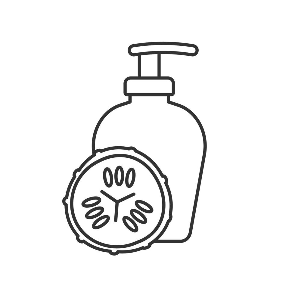 Cucumber facial mask linear icon. Thin line illustration. Spa salon moisturizer contour symbol. Vector isolated outline drawing